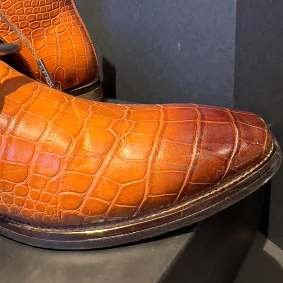 TAYNO | DRESS SHOE BOOT | FAUX GATOR SIZE 9 ORANGE RUST COLOR | LACE UP - Picture 10 of 11